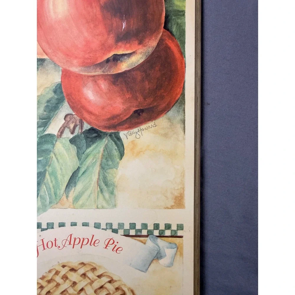 Vicky Howard Fruit Plaque Apples Hot Apple Pie Kitchen Wall Art Decor 20x8